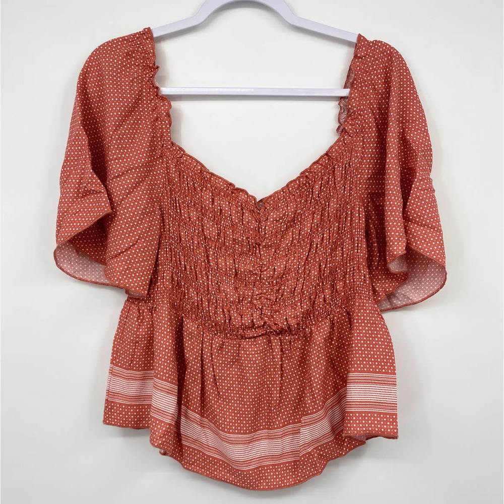 Urban Romantics Womens Off Shoulder Peasant Polka Dot Blouse NEW Small - Picture 9 of 10